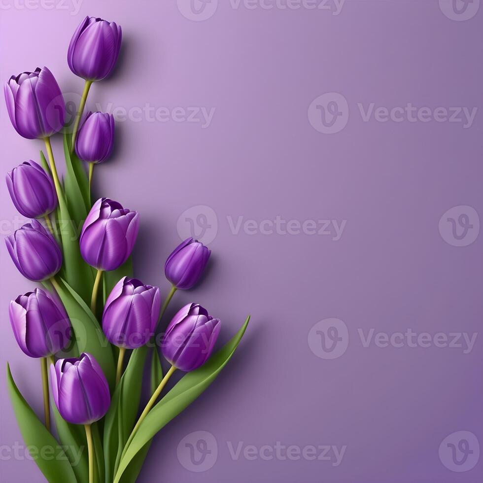 Celebrate Mother's Day with a bright and beautiful illustration featuring tulip flowers and copy space for your special message. photo