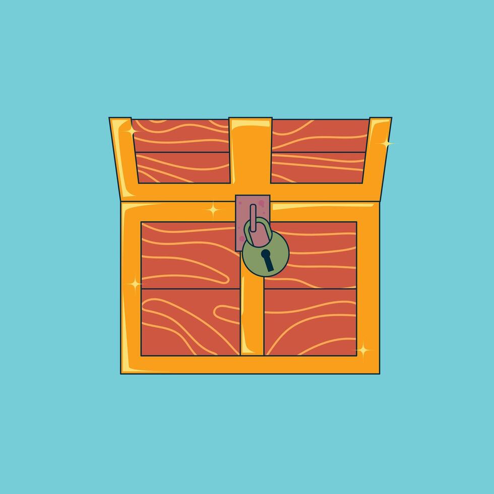 illustration of a locked treasure chest that is sparkling vector