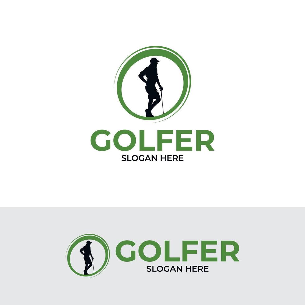 Golf player logo design template vector