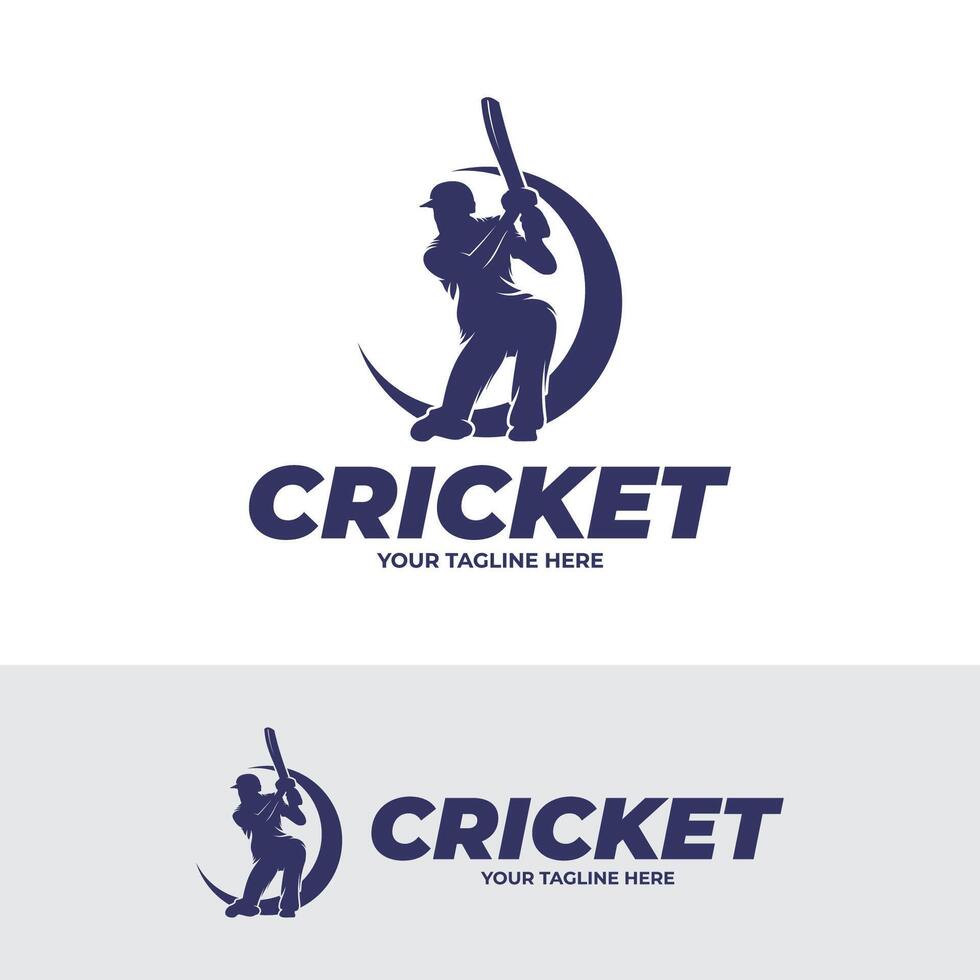 Cricket player logo design template vector
