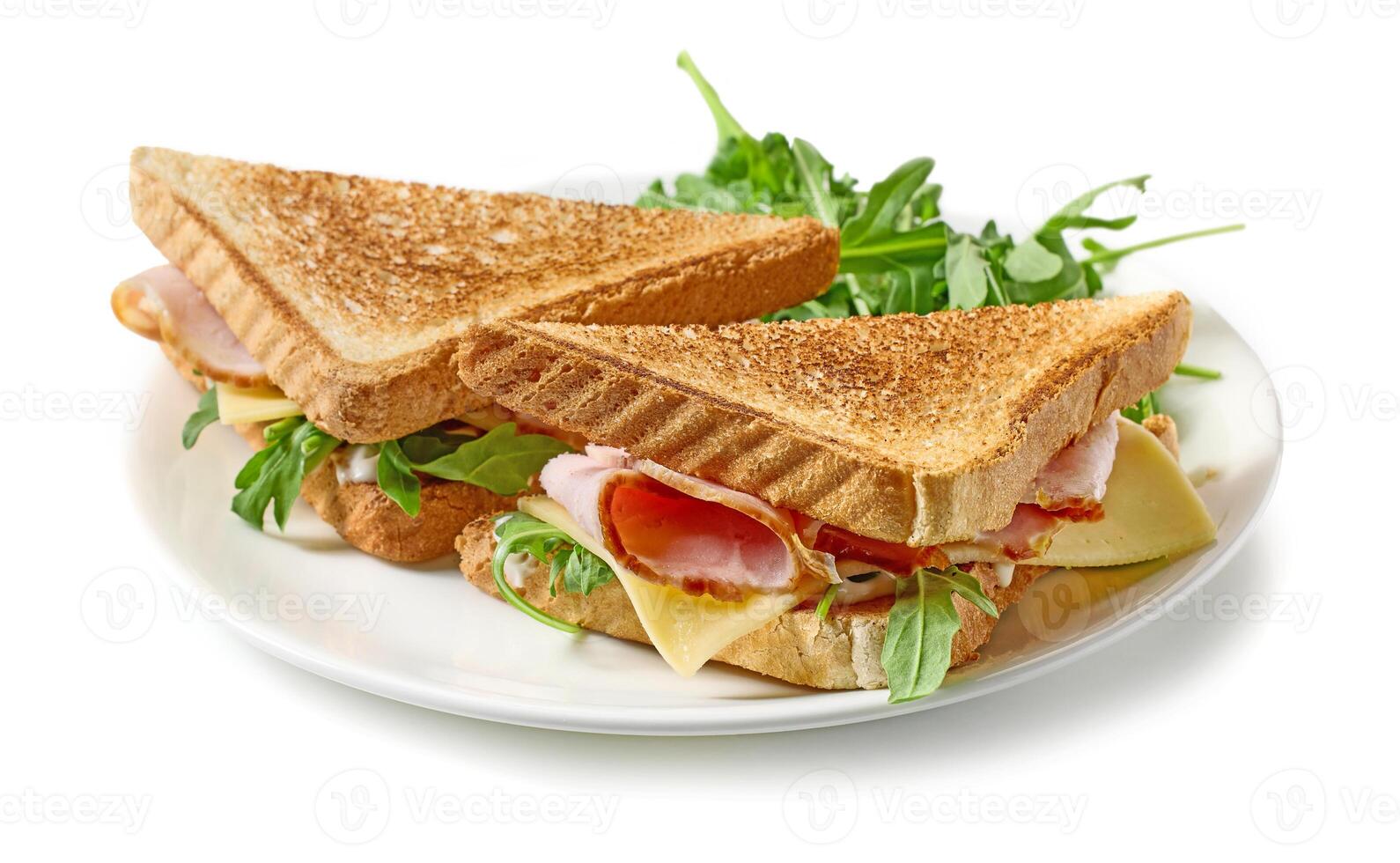 plate of ham and cheese toast photo
