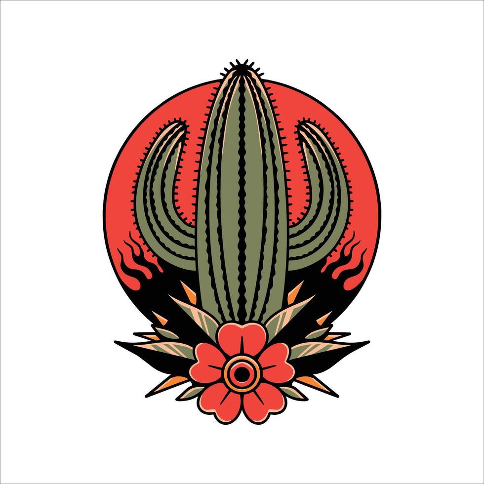nice cactus tattoo design vector