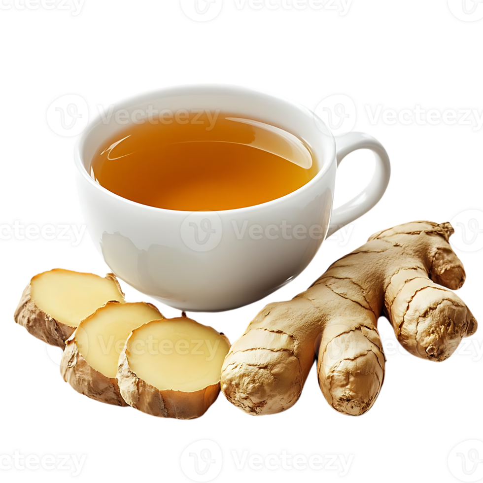 Ginger Tea with Fresh Slices and Transparent Background png
