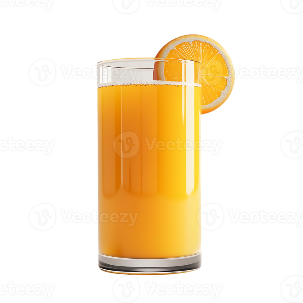 Refreshing Orange Juice with a Slice of Orange on a Transparent Background png