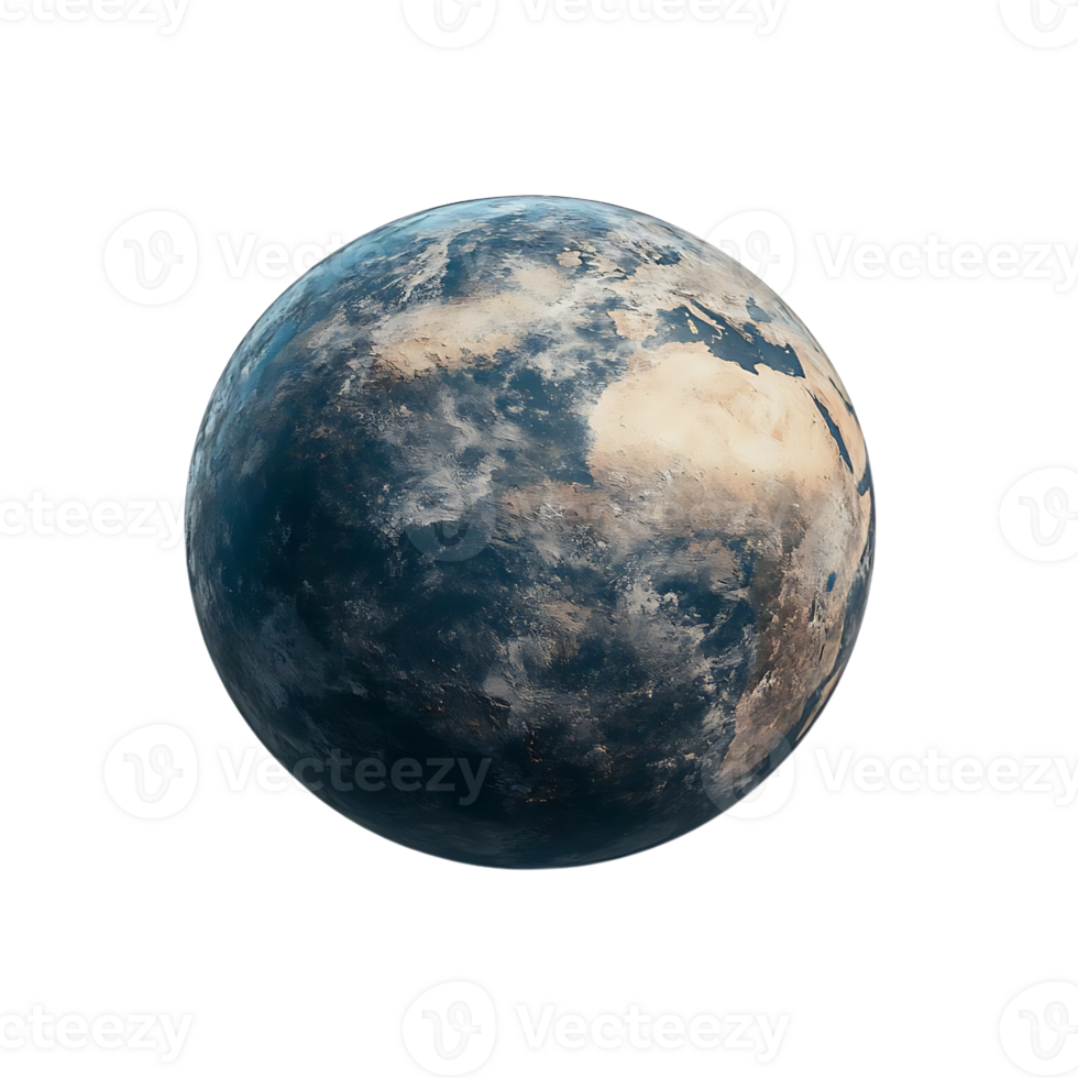 A Dusty Blue Planet with a Transparent Background, an Imaginary World of Earth with an Atmospheric Haze, a Glowing Orb with a Clear Background, A Celestial Body with a Transparent Background. png