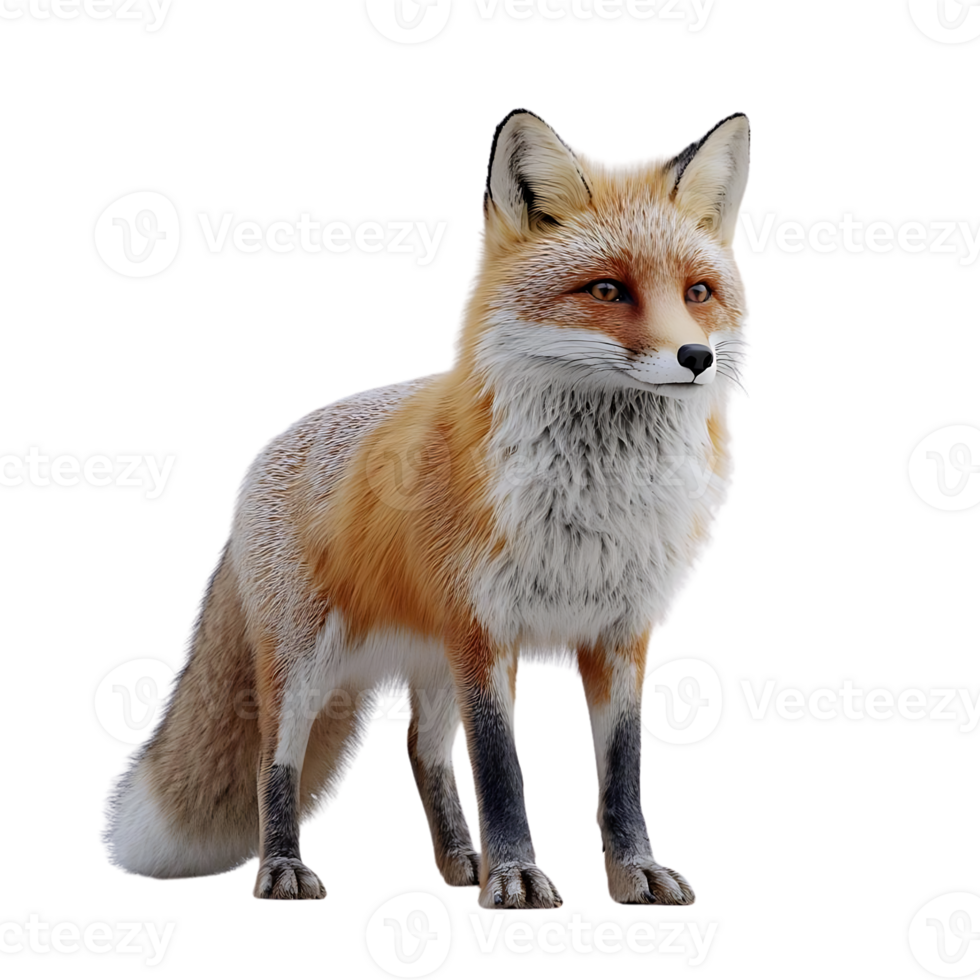 Red Fox Standing on a Transparent Background, Wildlife Photography with a Clear Cutout for Digital Design png