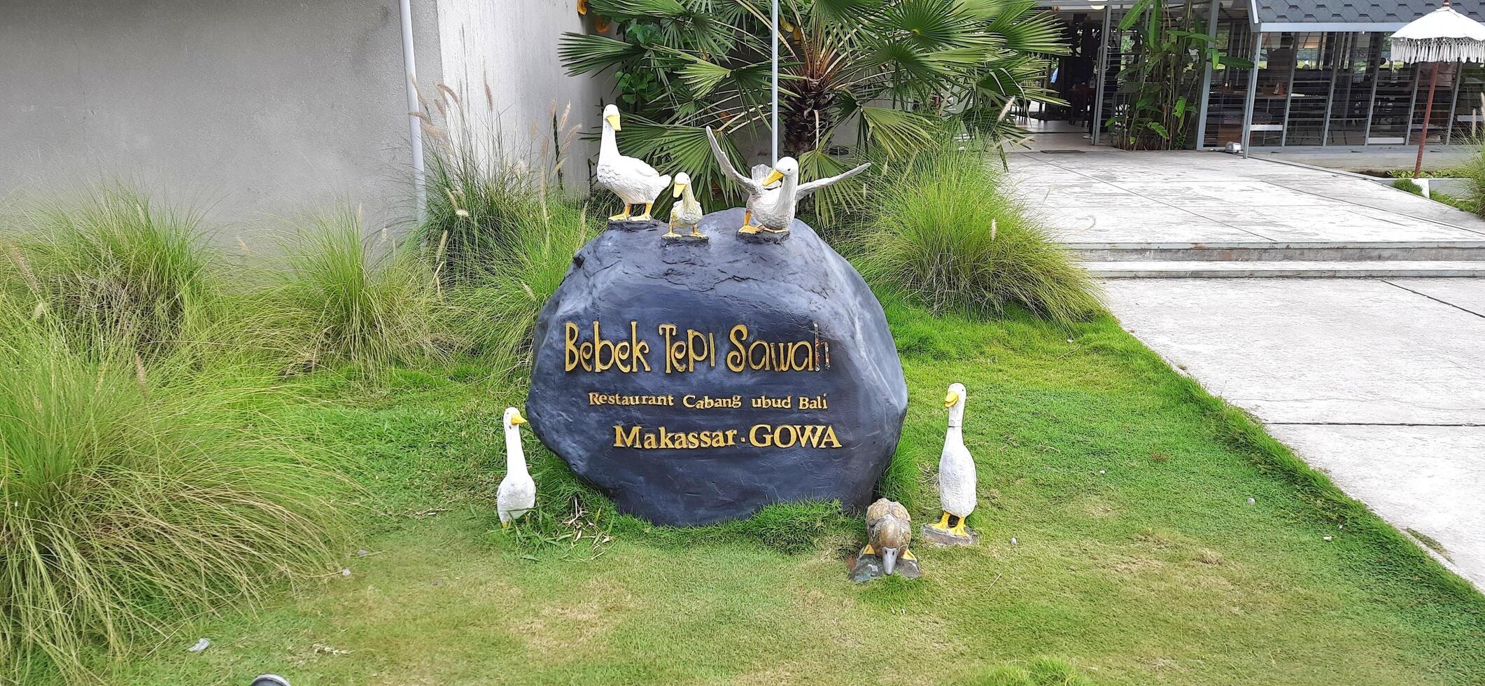Beautiful view of The Danau Resort and Villa or Bebek Tepi Sawah famous Restaurant cabang Ubud Bali in Makassar - Gowa. South Sulawesi, Indonesia - August 7 2024 photo