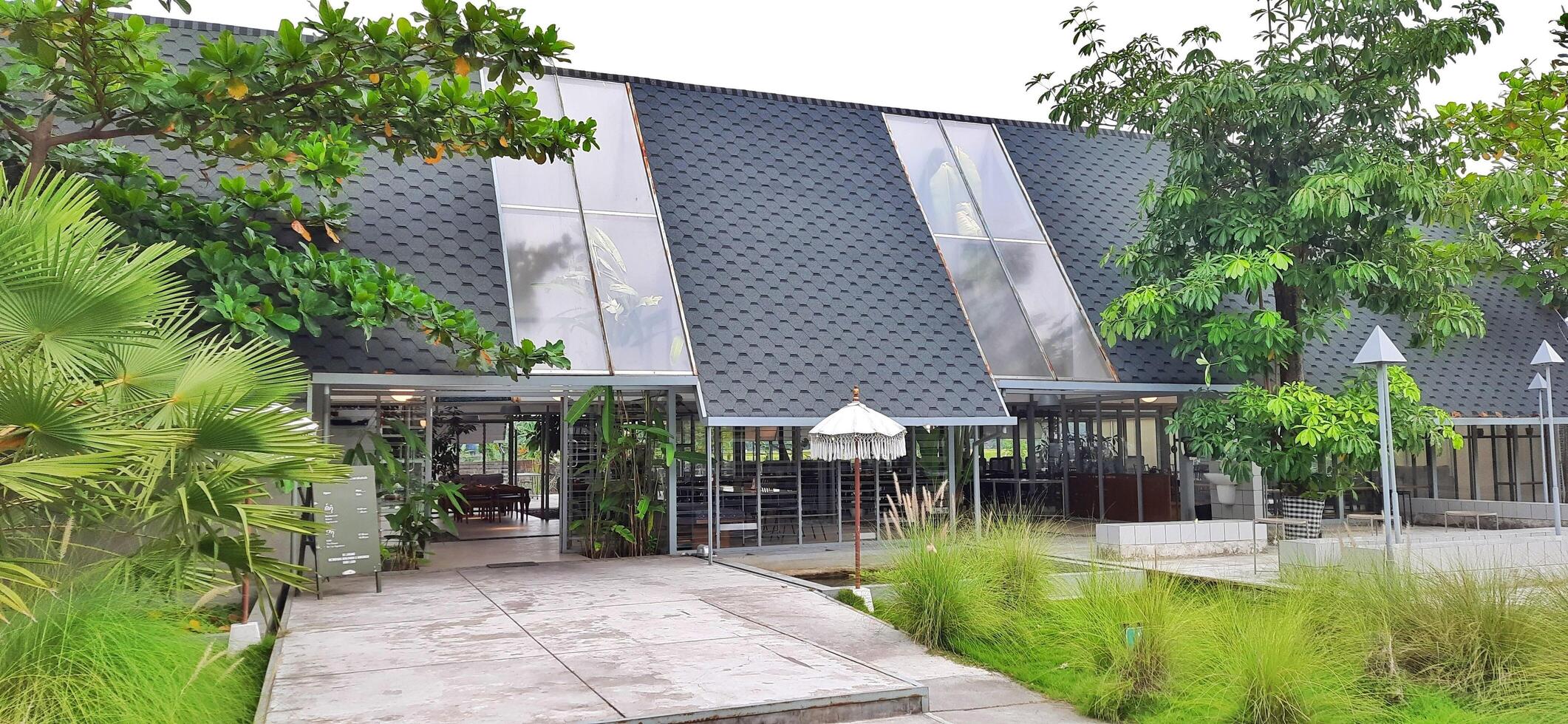 Beautiful view of The Danau Resort and Villa or Bebek Tepi Sawah famous Restaurant cabang Ubud Bali in Makassar - Gowa. South Sulawesi, Indonesia - August 7 2024 photo