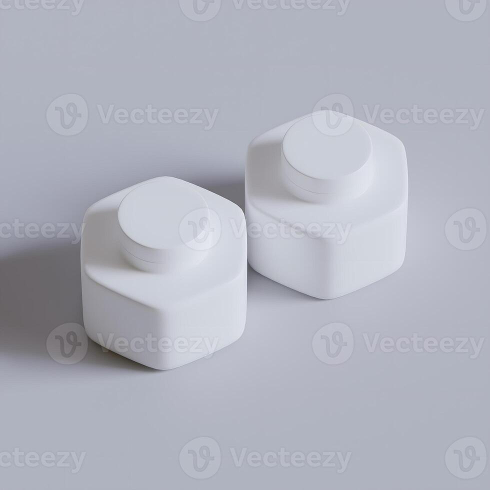 Packaging cosmetic jar 3D rendering for care with skin, hair, and etc photo