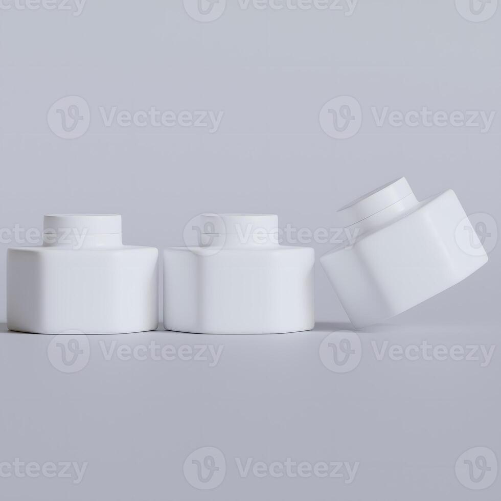 Packaging cosmetic jar 3D rendering for care with skin, hair, and etc photo
