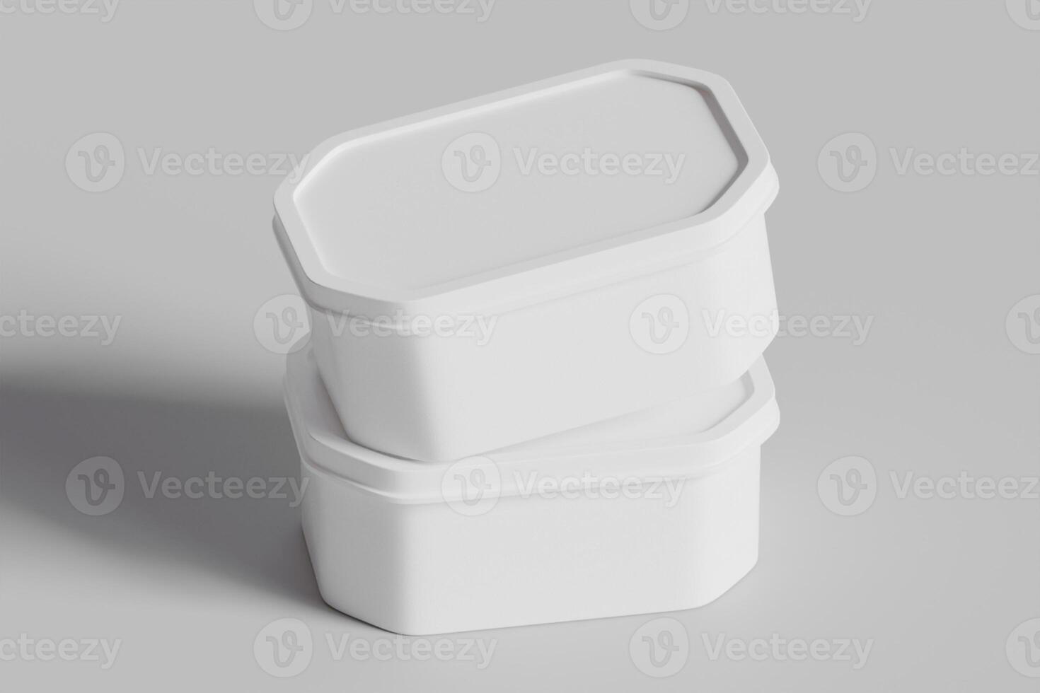 Tin box for food, ice cream container packaging isolated on gray background 3D rendering illustration photo