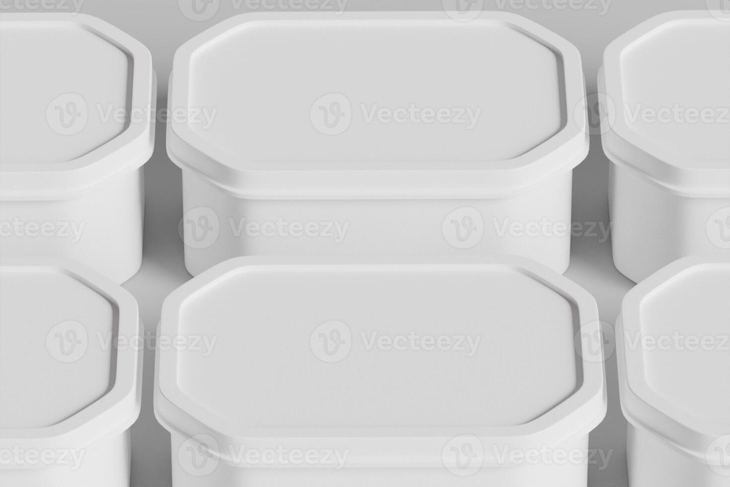 Tin box for food, ice cream container packaging isolated on gray background 3D rendering illustration photo