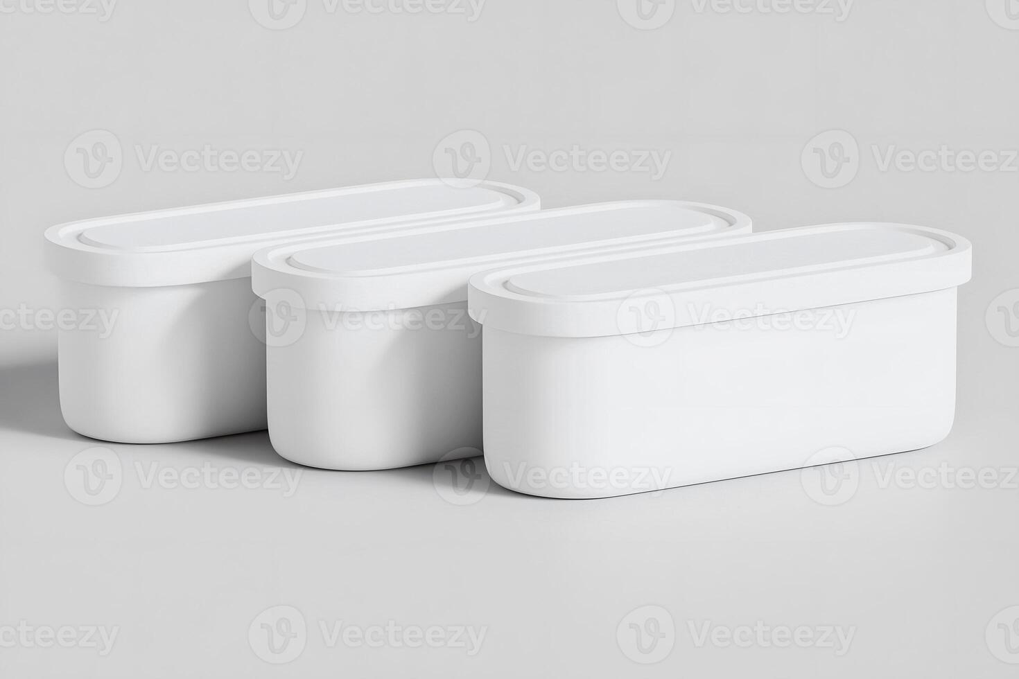 3D Rendering Ice Cream Containers Reusable Freezer Storage for Homemade Ice Cream Tub for Sorbet, Frozen Yogurt - Flexible Silicone Lids photo