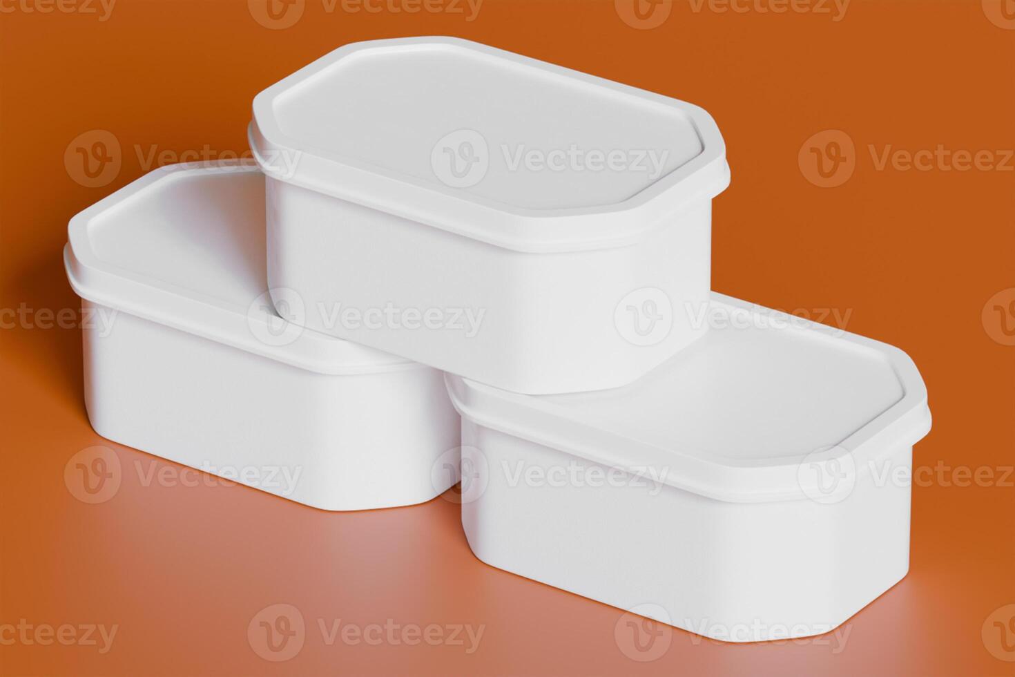 Tin box for food, ice cream container packaging photo