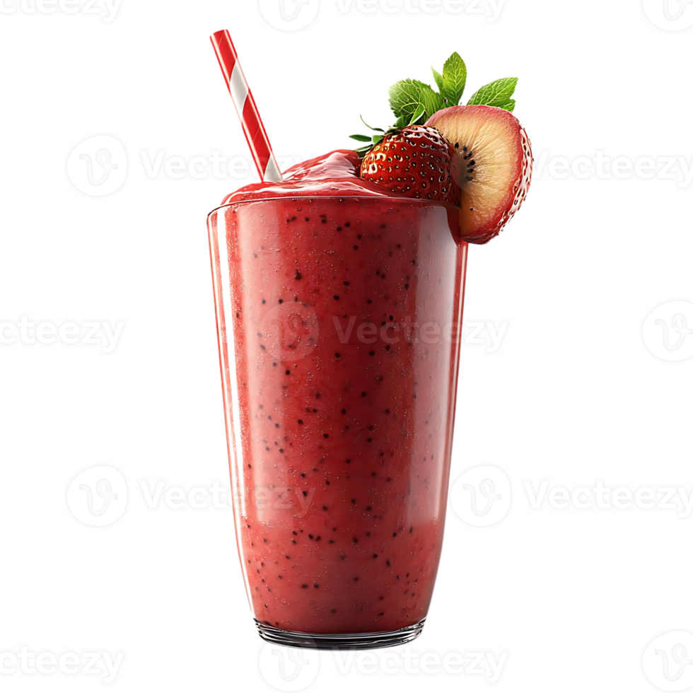 Refreshing Strawberry Kiwi Smoothie with a Transparent Background for Delicious Summer Beverages png