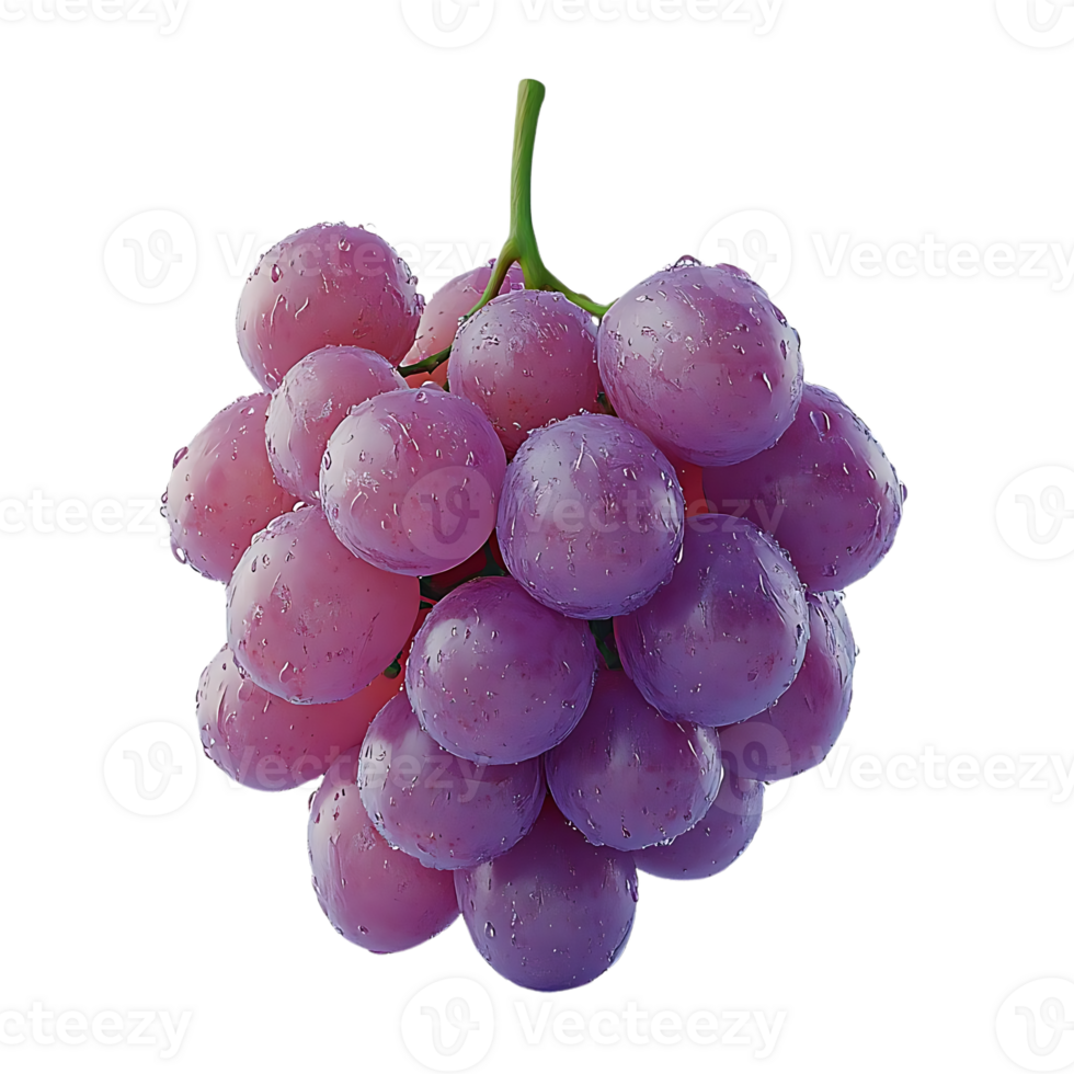 Fresh Purple Grapes with Dewdrops on a Transparent Background png