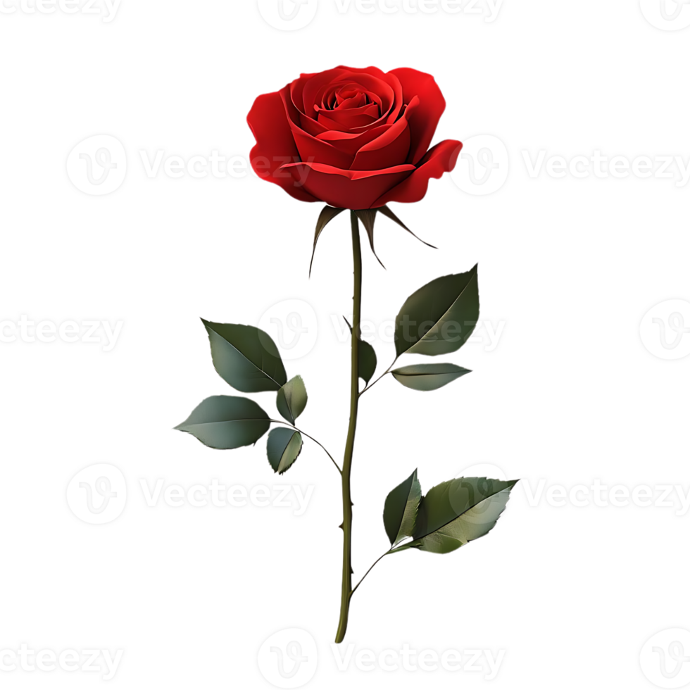 A Single Red Rose with a Transparent Background, Elegant and Romantic Floral Design, Perfect for Graphic Design Projects png