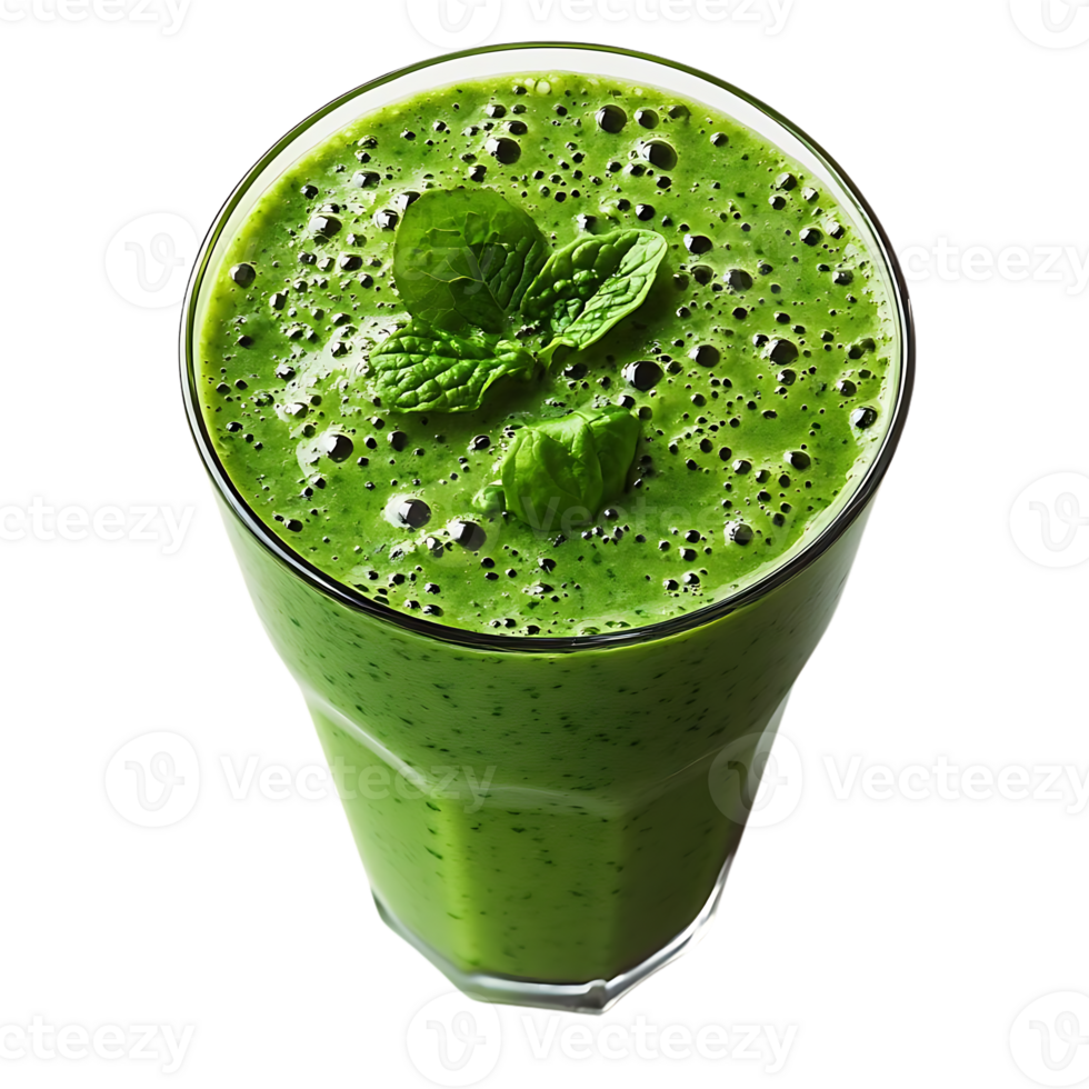 Refreshing Green Smoothie with Mint Garnish, a Delicious and Healthy Drink Option with a Transparent Background png