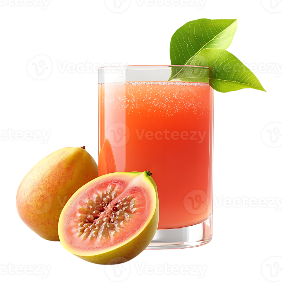 Guava Juice with Fresh Fruit and Transparent Background, Refreshing Tropical Drink, Perfect for Summer png