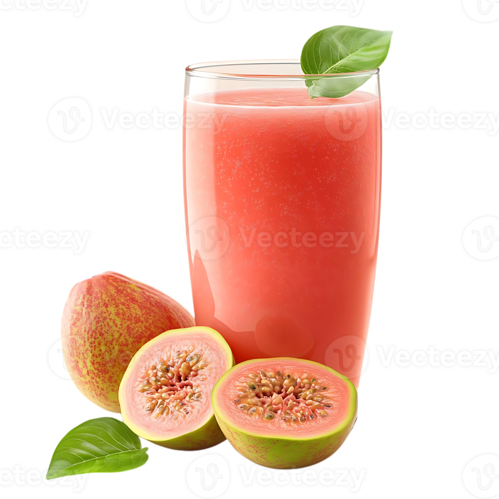 Refreshing Guava Juice with Sliced Guava and a Transparent Background png