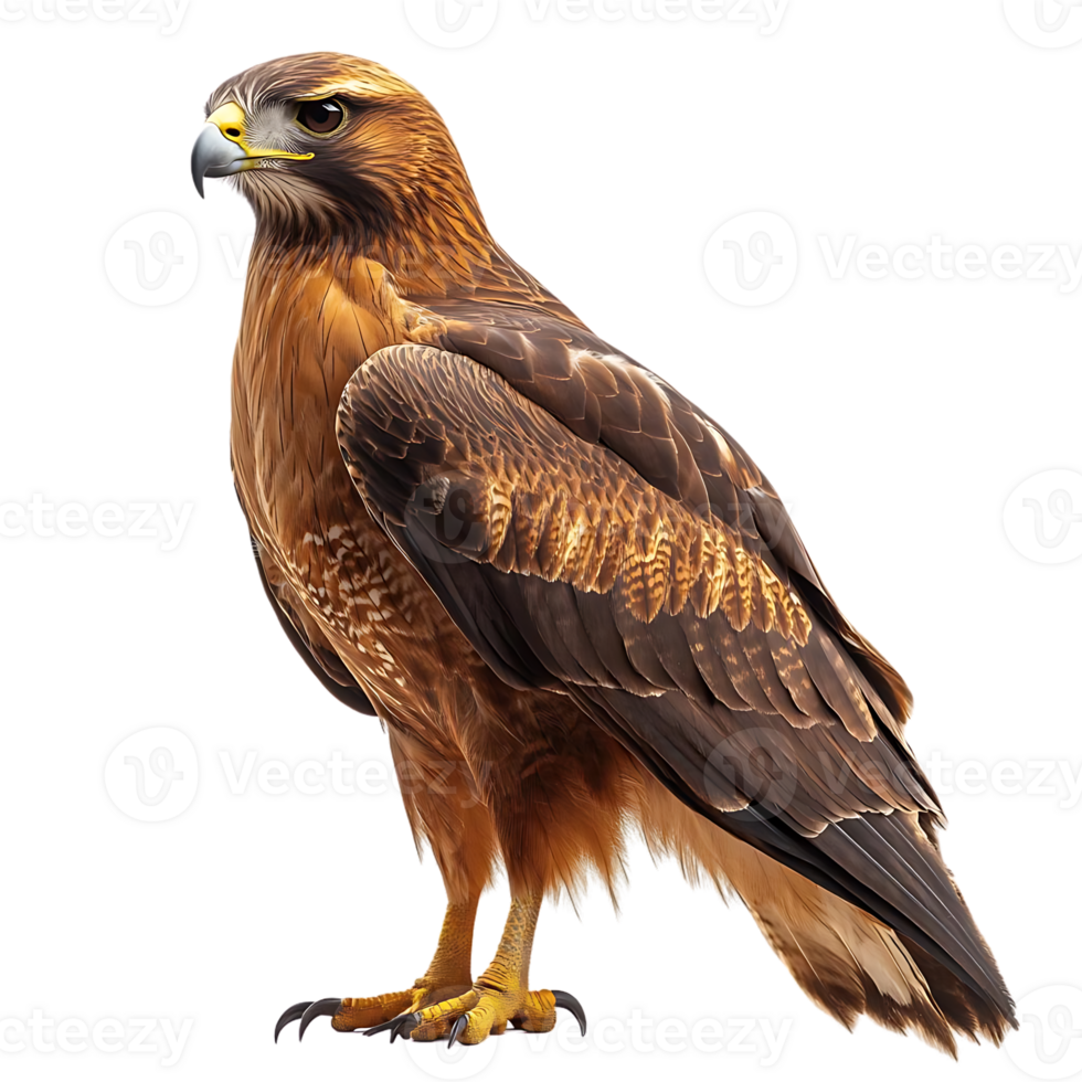 A Majestic Brown Hawk Stands Tall on a Transparent Background, A Symbol of Strength and Beauty png