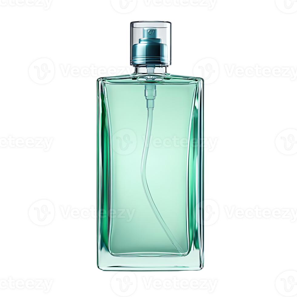 Transparent Background Perfume Bottle with Blue Sprayer, Ideal for Mockups and Design Projects png