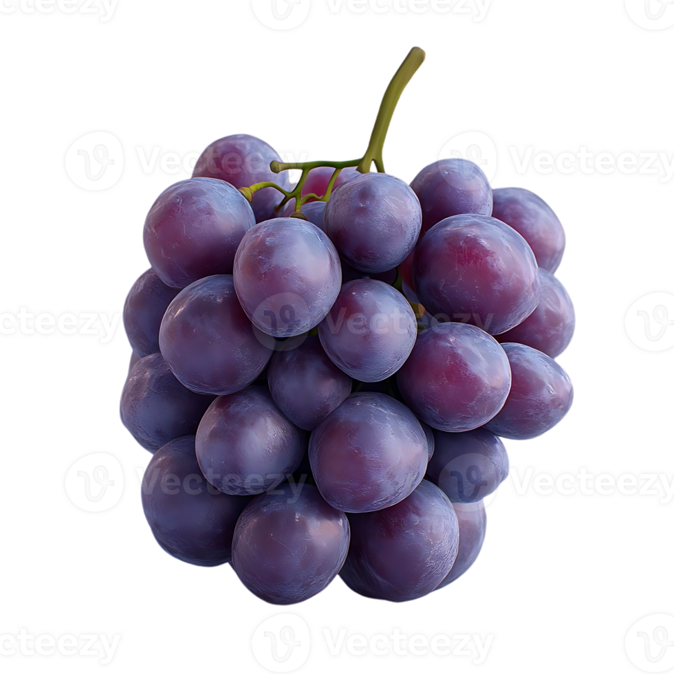 A Bunch of Red Grapes, Isolated on a Transparent Background, with a Lush Green Stem, Ready to be Eaten png