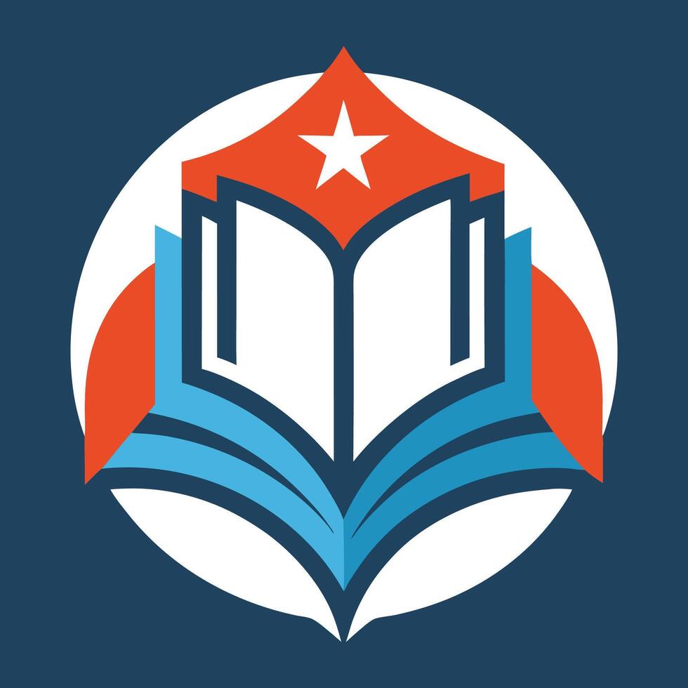 Modern Educational Logo Design with Open Book and Star Emblem vector