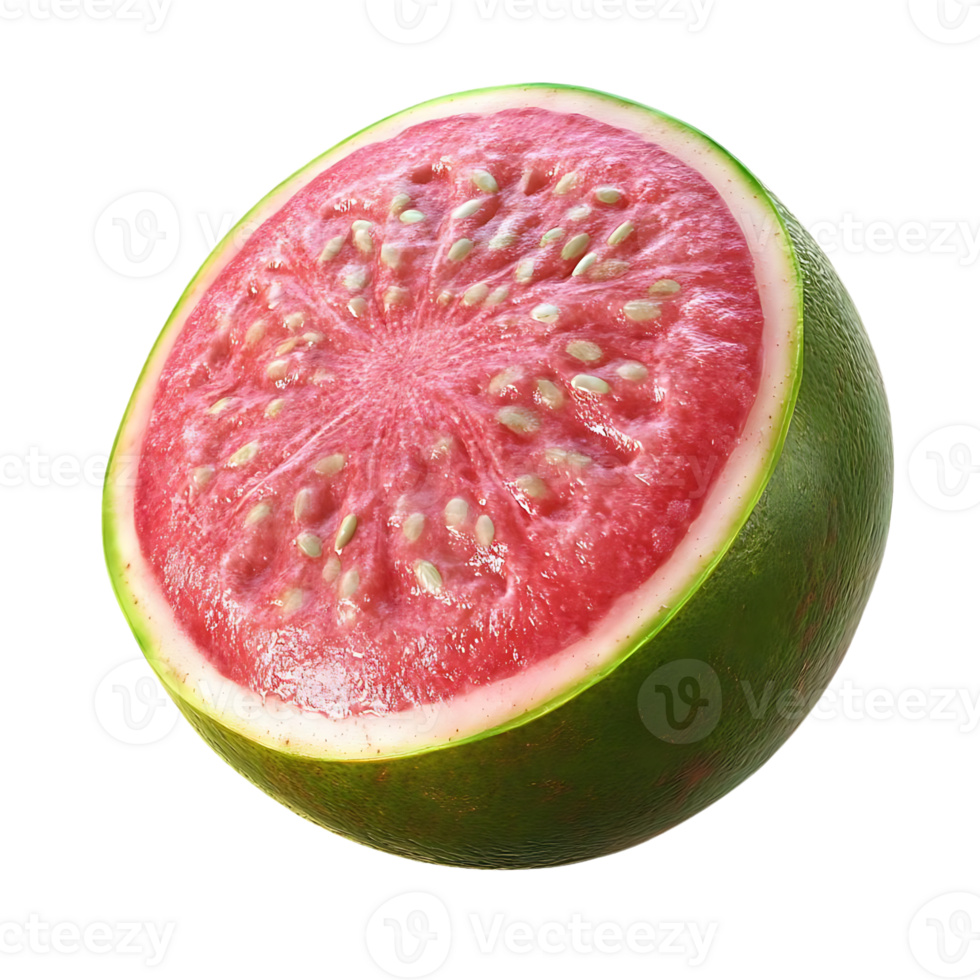 A Half of Red Guava Fruit with Seeds, Transparent Background png