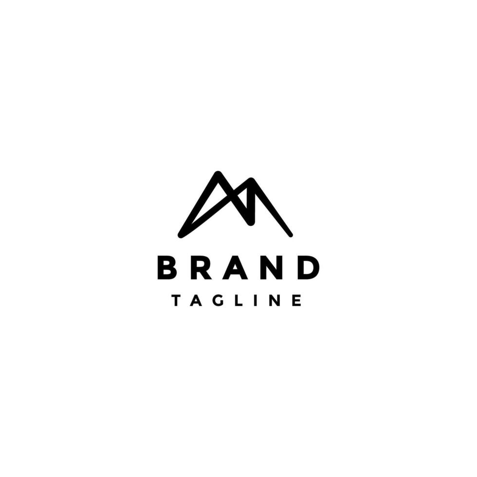 Simple Mountain Line Sihouette Logo Design. Initial Letter M Lines Form Mountain Symbol Logo Design. vector
