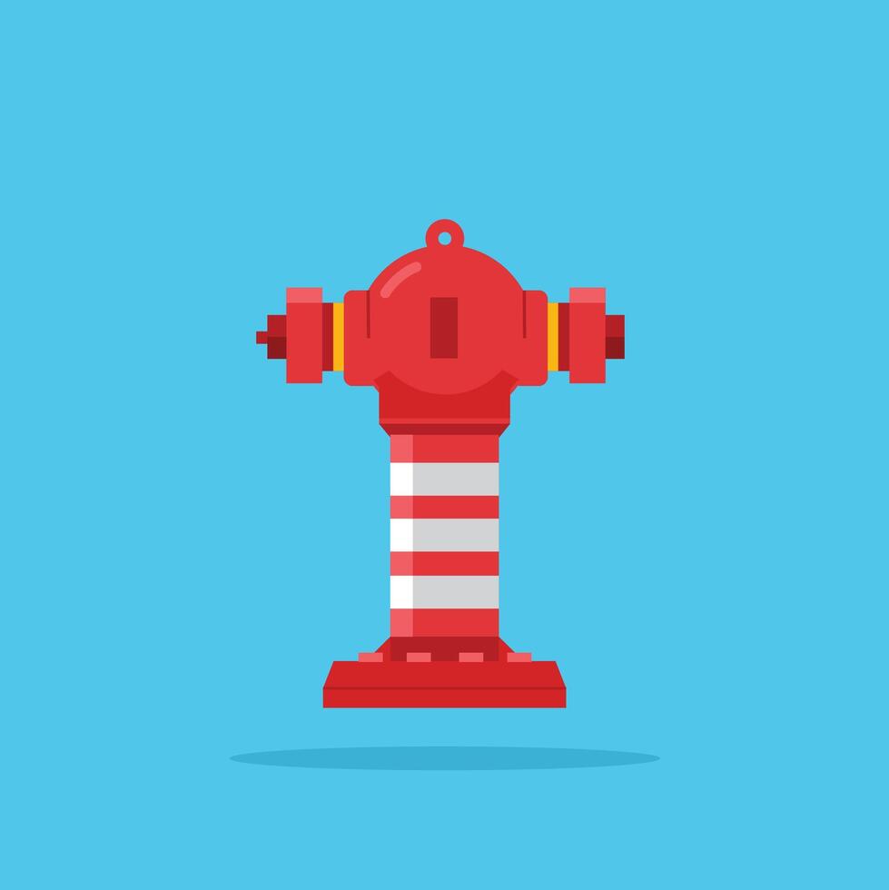 red and white automatic fire hydrant pillar icon with 2 connecting valves. illustration of fire fighting equipment. vector