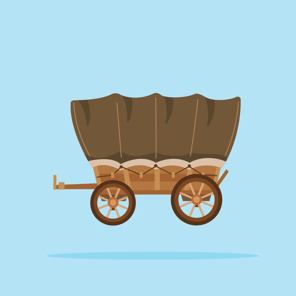old covered wagon from the west. illustration of traditional transportation for passengers vector