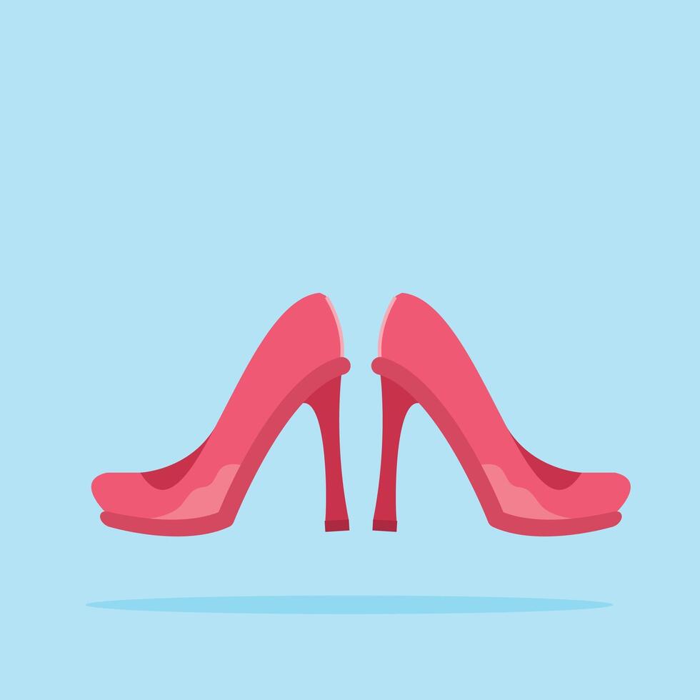 pink high heels slim type and short body. illustration of women's foot accessories vector