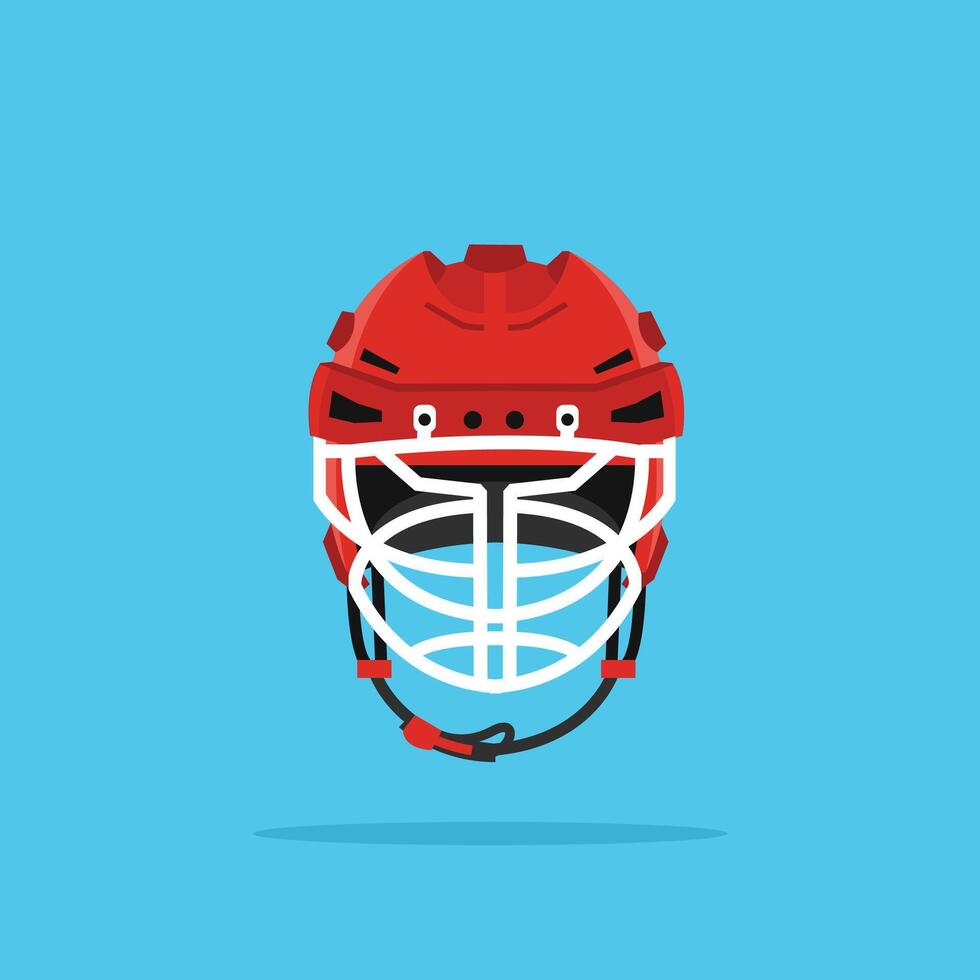 red hockey helmet icon logo with face shield, head protection illustration. suitable for poster and web icon vector
