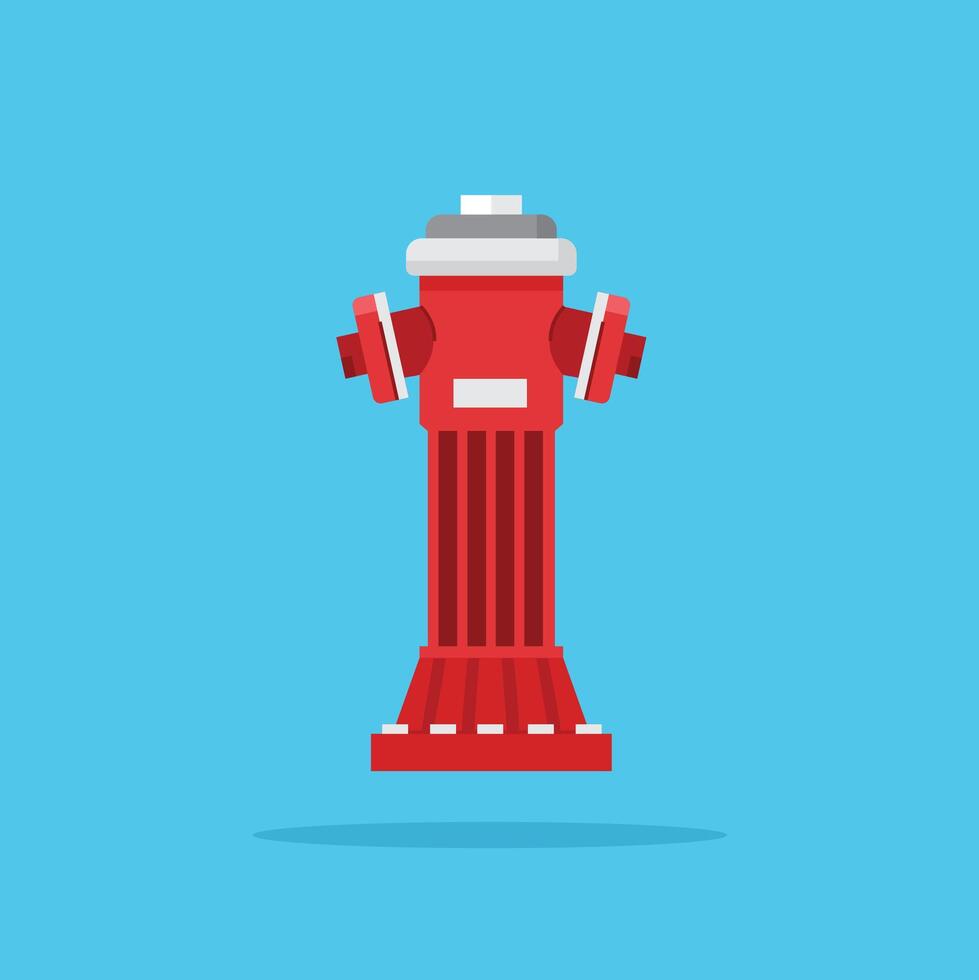 standard red automatic fire hydrant pillar icon on highway with 2 connection valves vector