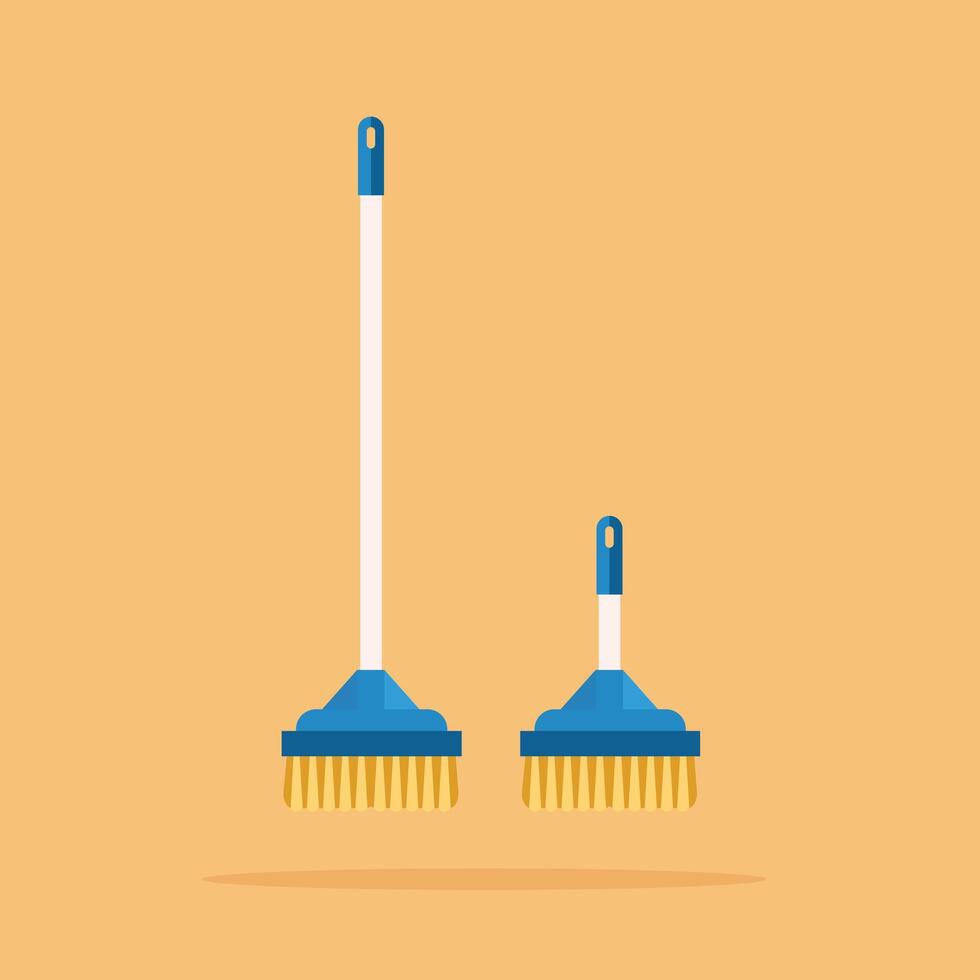 broom and floor logo, home cleaning tool illustration. suitable for posters and web icons vector