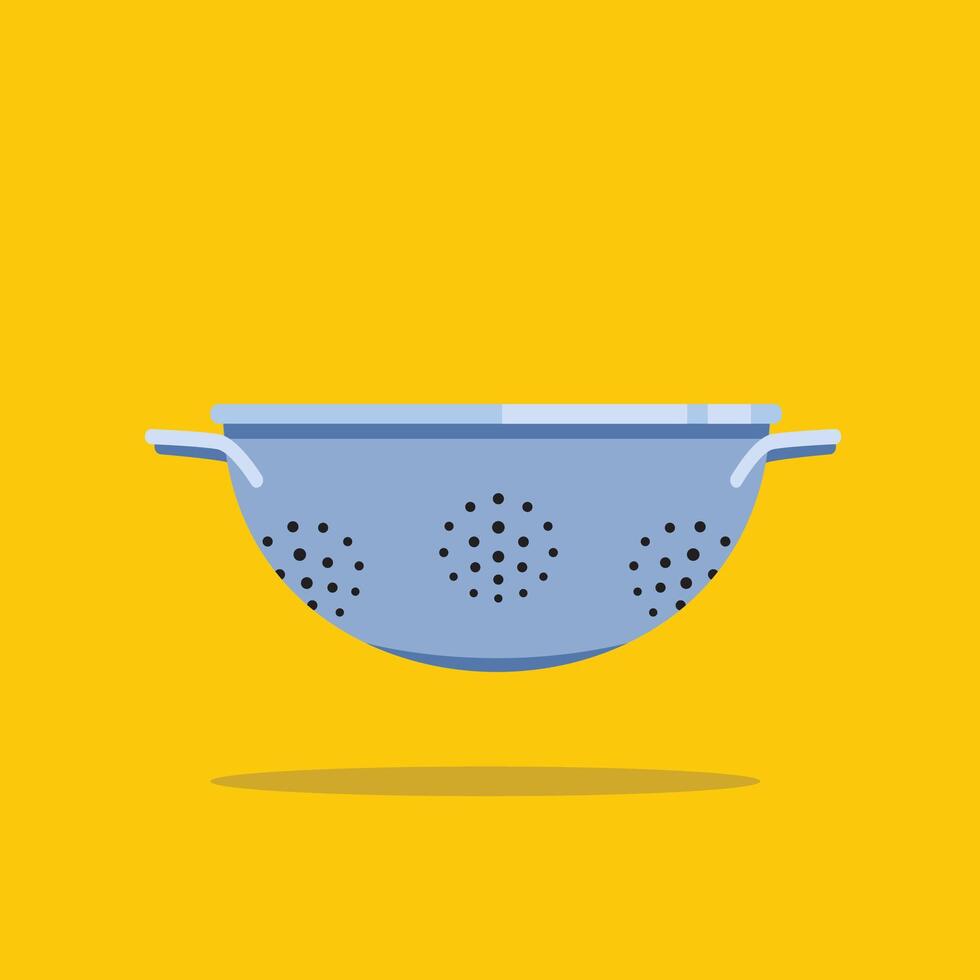 iron colander icon logo with holes, cooking utensil illustration. suitable for poster and web icon vector