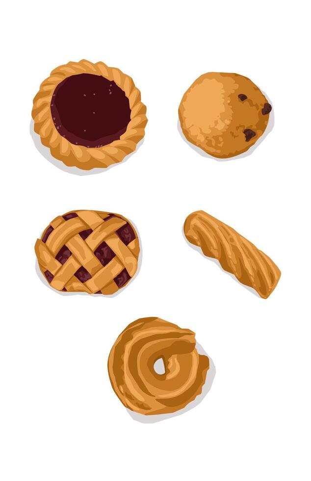 Illustrations of various types of delicious butter cookies vector