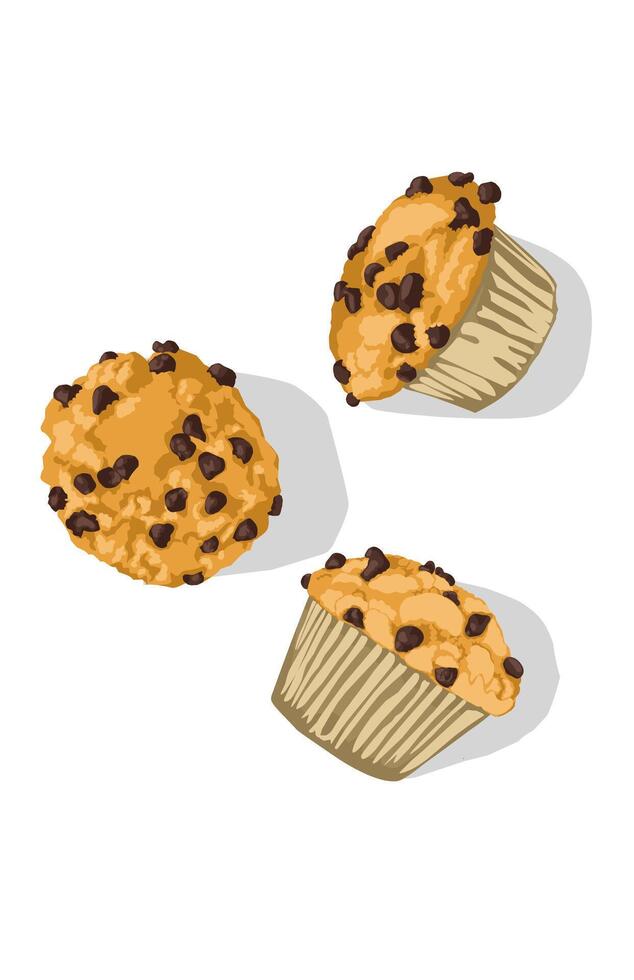 Illustration of three muffins on a white background vector