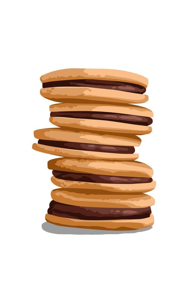 illustration of stacked Chocolate biscuits on a white background vector