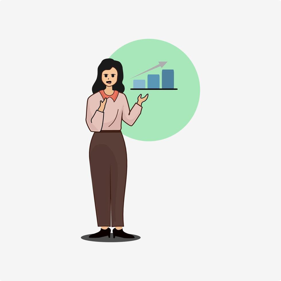 Woman with Graph Showing Business Growth vector