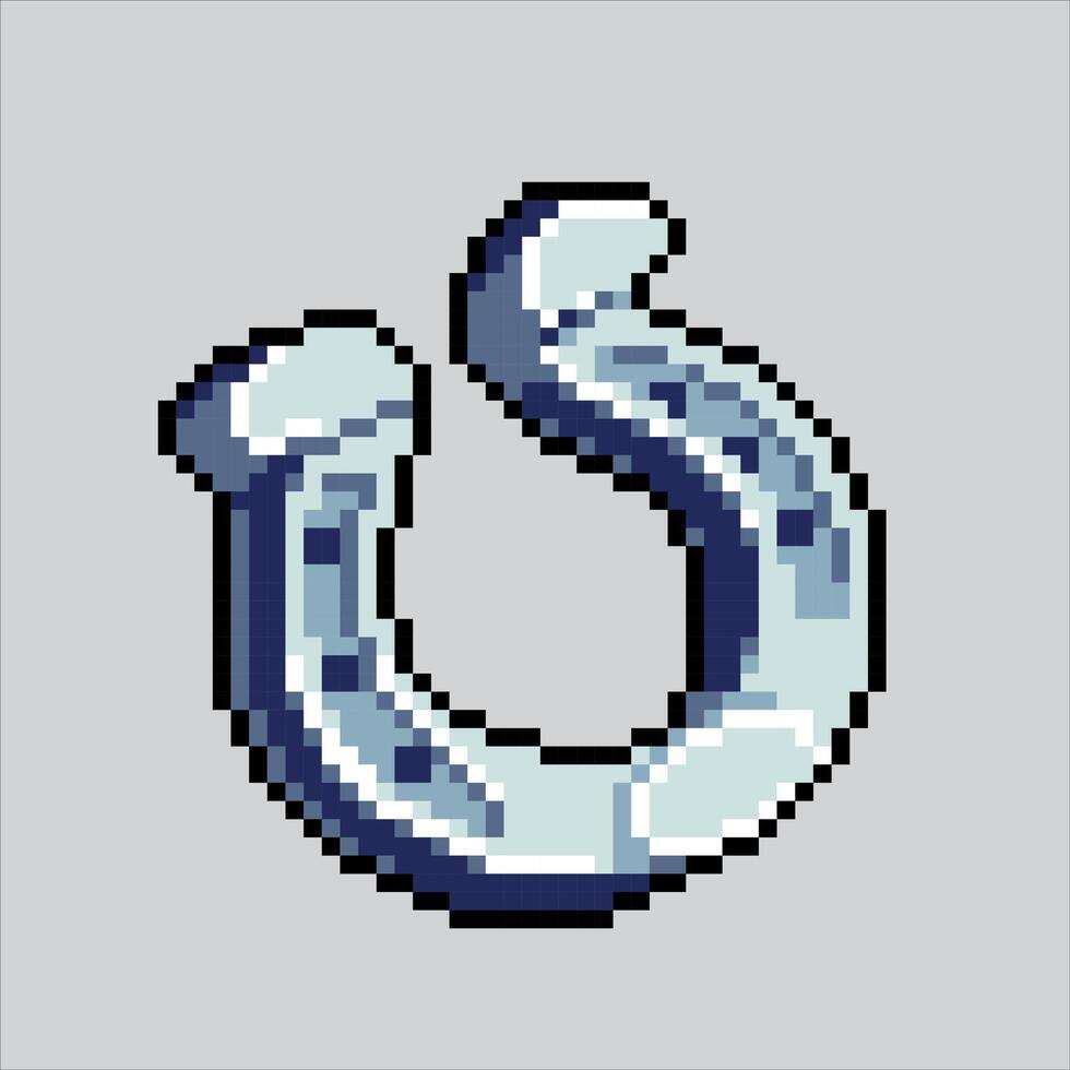 Pixel art illustration Horseshoe. Pixelated horse. Horseshoe pixelated for the pixel art game and icon for website and game. old school retro. vector