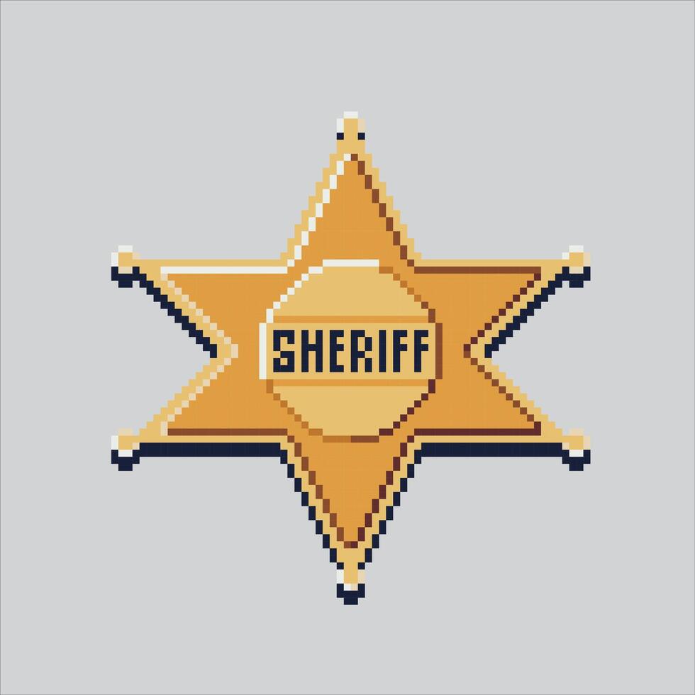 Pixel art illustration Sheriff Badge. Pixelated Police Badge. Sheriff Police Badge pixelated for the pixel art game and icon for website and game. old school retro. vector