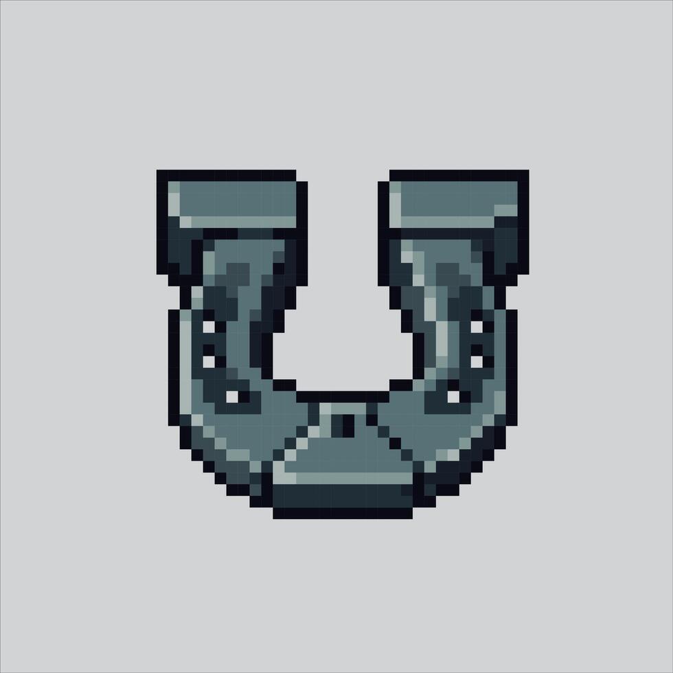 Pixel art illustration Horseshoe. Pixelated horse. Horseshoe pixelated for the pixel art game and icon for website and game. old school retro. vector