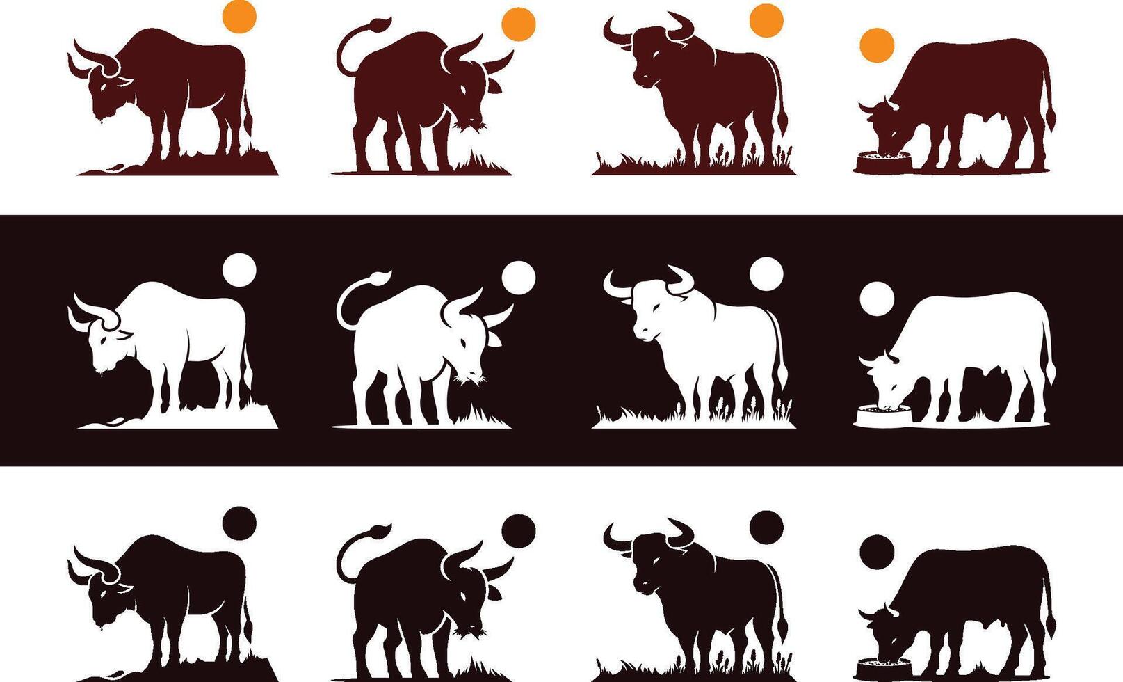 bull eat and drink vector