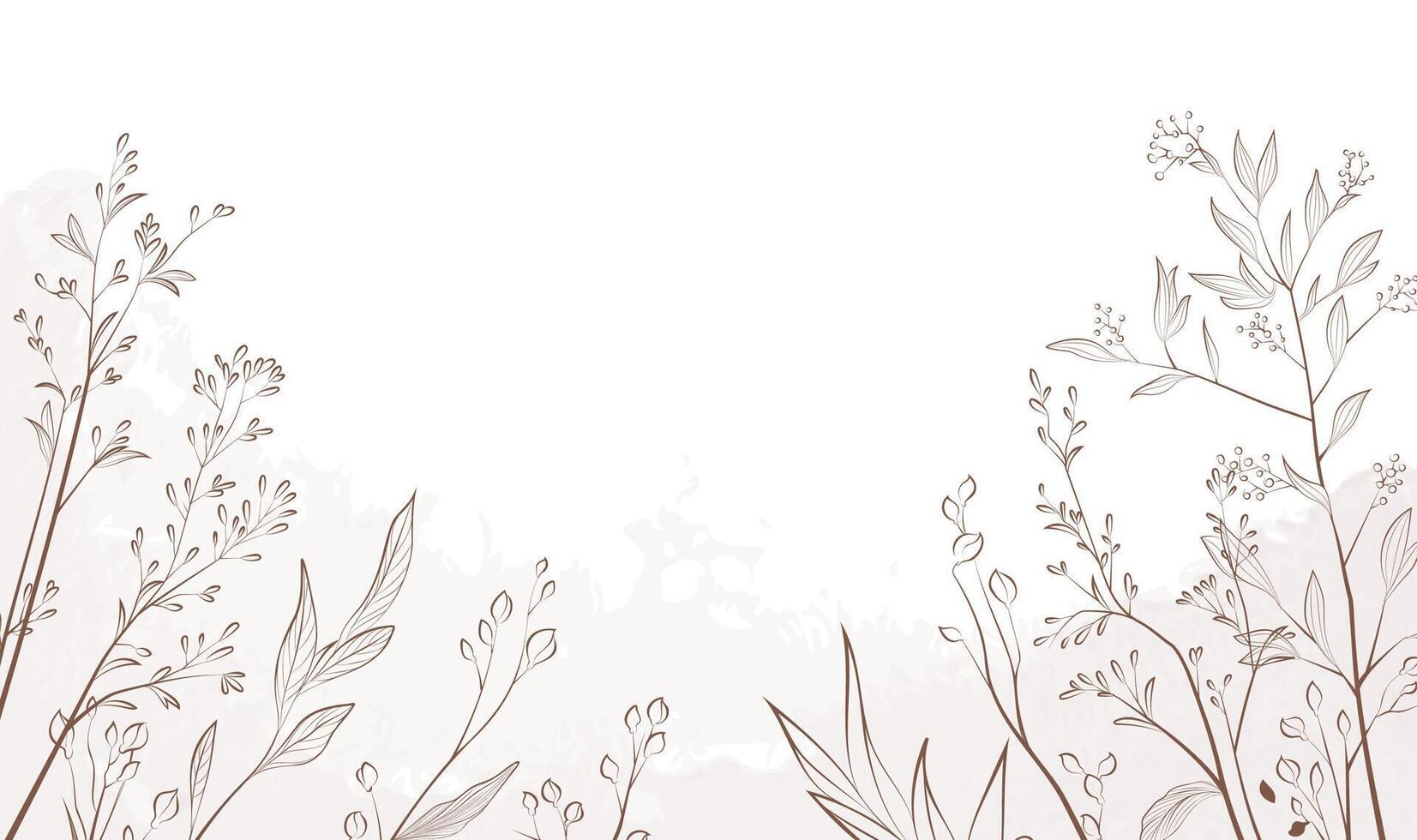Hand painted linear illustration of shrubs and plants on a light background vector