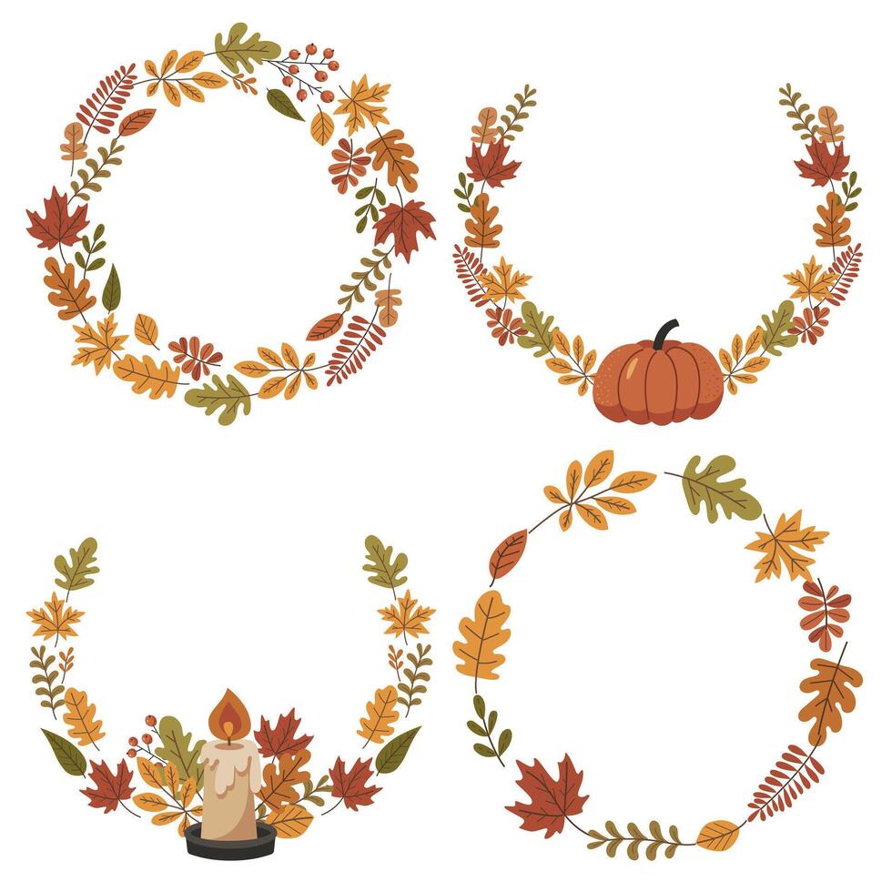 Set of four autumn wreaths vector