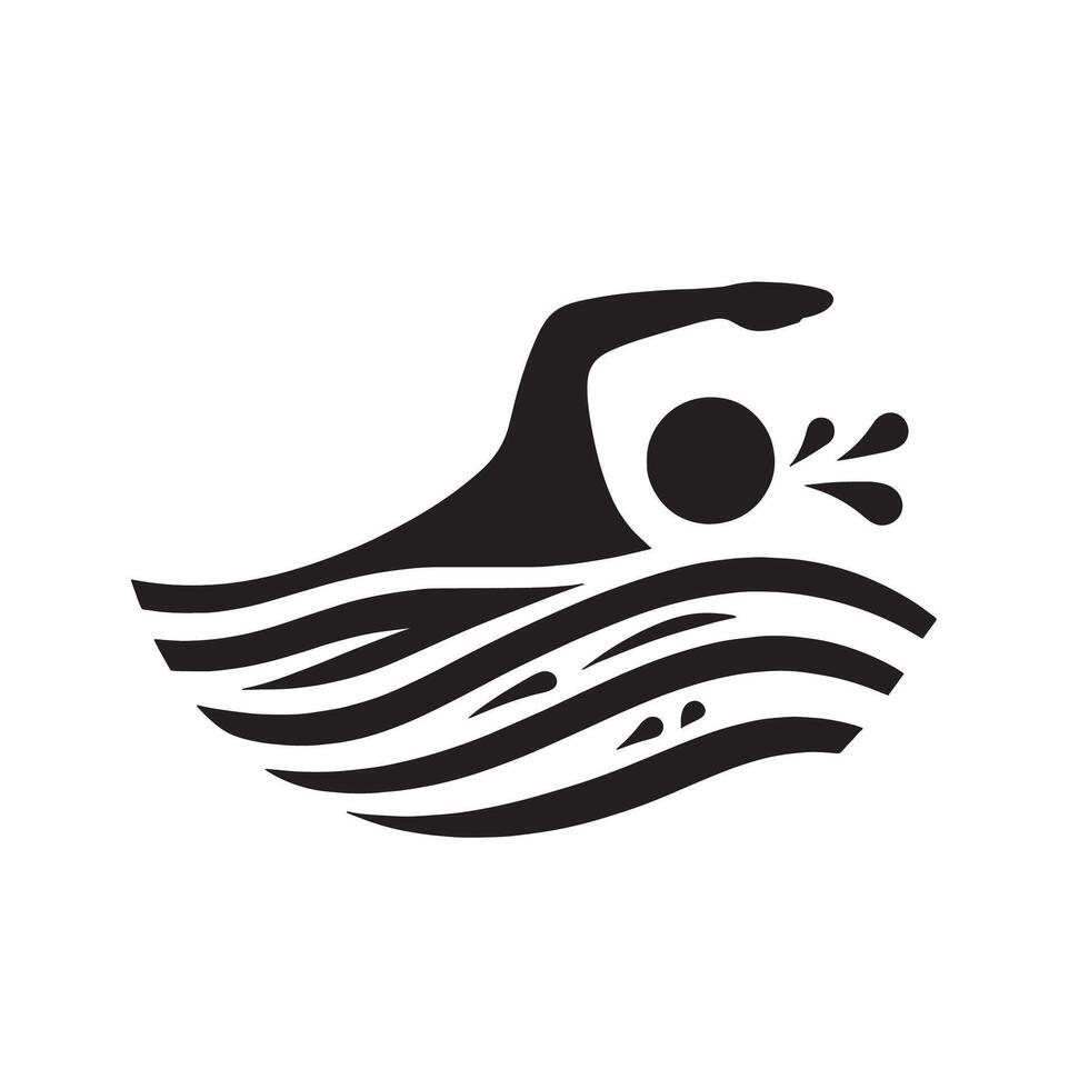 silhouette swimmer swimming on the pool vector