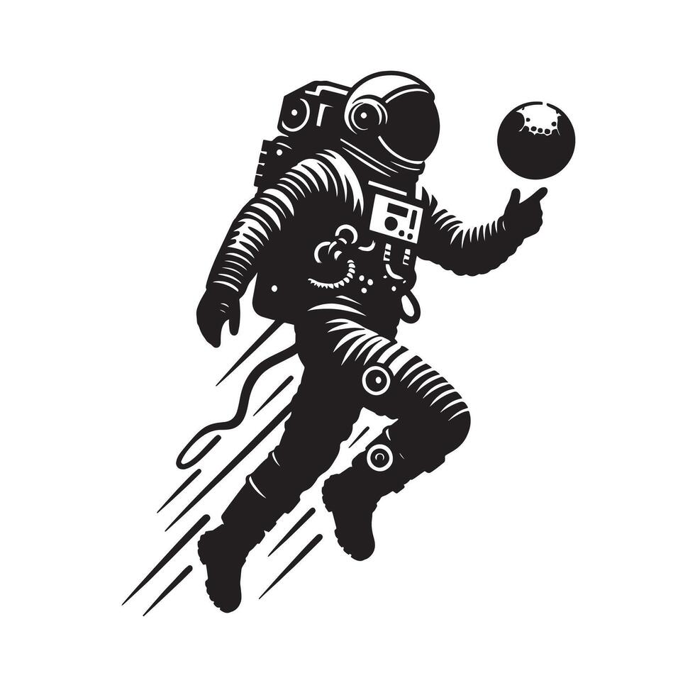 silhouette of astronaut in the space vector