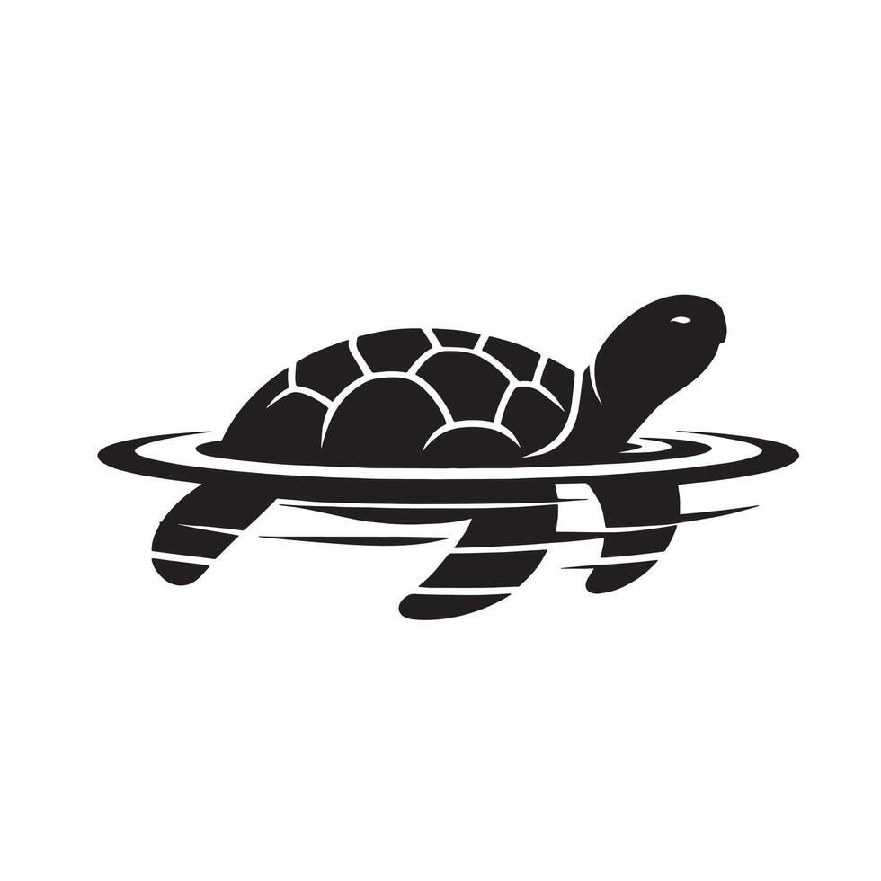 silhouette turtle swimming in the sea vector